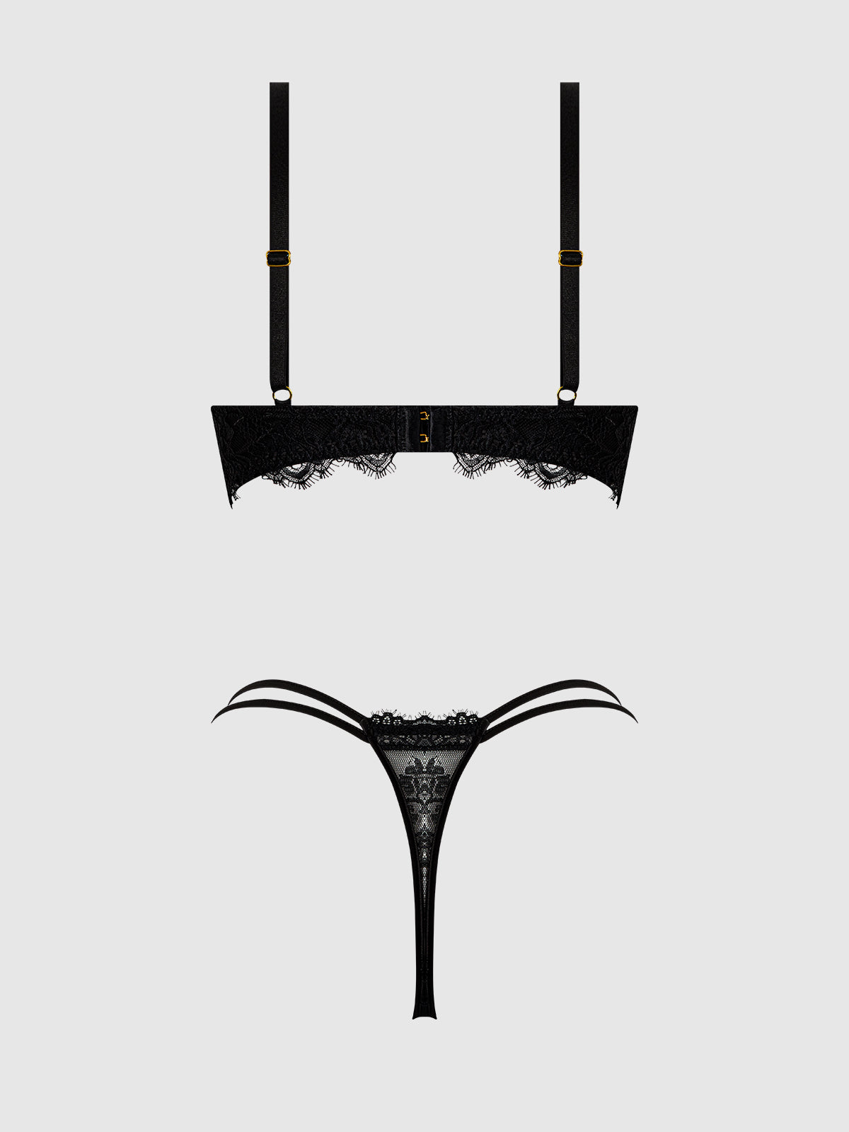 JOCELYN LACE & SATIN PUSH UP BRA STRAPY THONG SET