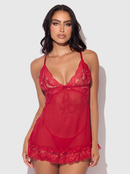 HARLOW LACE & MESH BABYDOLL & G-STRING SET