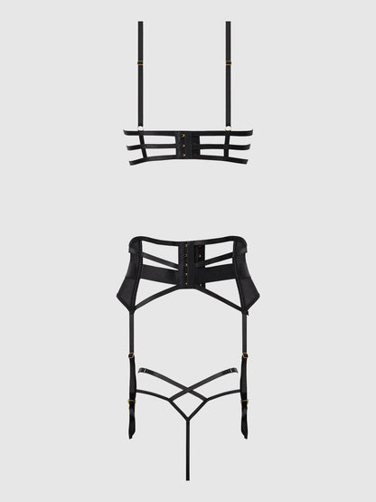 NADIA LACE & MESH BRA, GARTER & G-STRING SET
