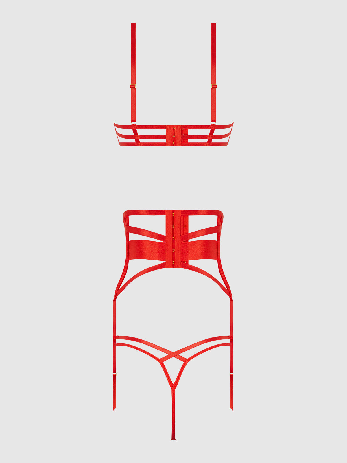 NADIA LACE & MESH BRA, GARTER & G-STRING SET