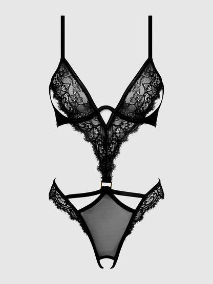 NADIA LACE & MESH CUTOUT TEDDY