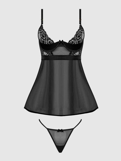 NATASHA LACE & MICRO BABYDOLL & G-STRING SET