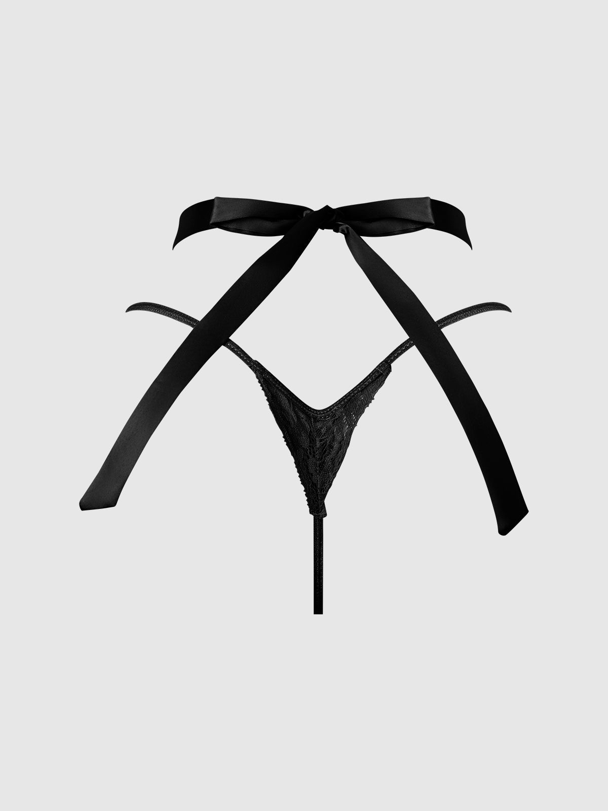 NATASHA SATIN & LACE BOW TIE G-STRING