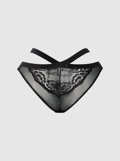 NATASHA LACE & MESH STRAPPY HIPSTER