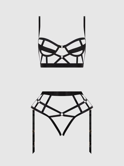 DEVON OPEN CUP BRA & CROTCHLESS & BACKLESS HIPSTER SET