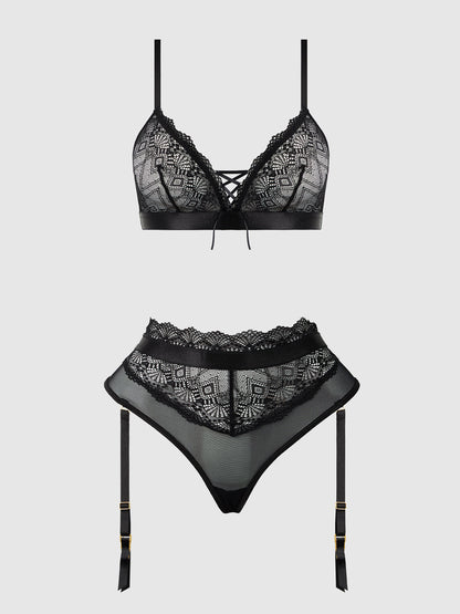 VIVIENNE LACE & MICRO BRALETTE & THONG SET