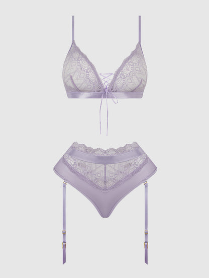 VIVIENNE LACE & MICRO BRALETTE & THONG SET
