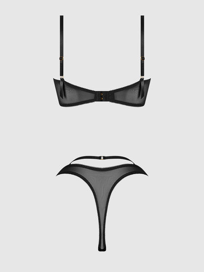 ROSALIE EMBROIDERED LACE GARTER BRALETTE & TANGA SET