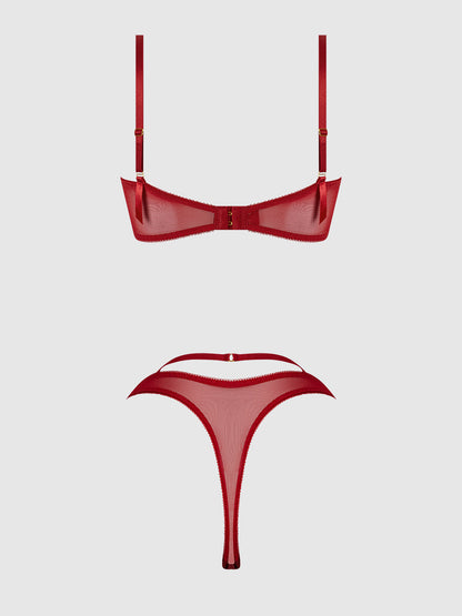 ROSALIE EMBROIDERED LACE GARTER BRALETTE & TANGA SET