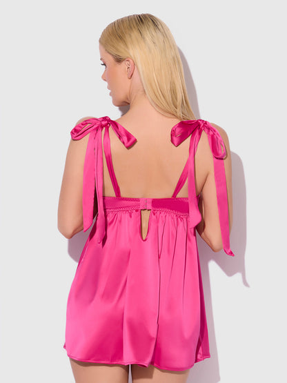 BRIGETA SATIN OPEN CUP BABYDOLL & G-STRING SET