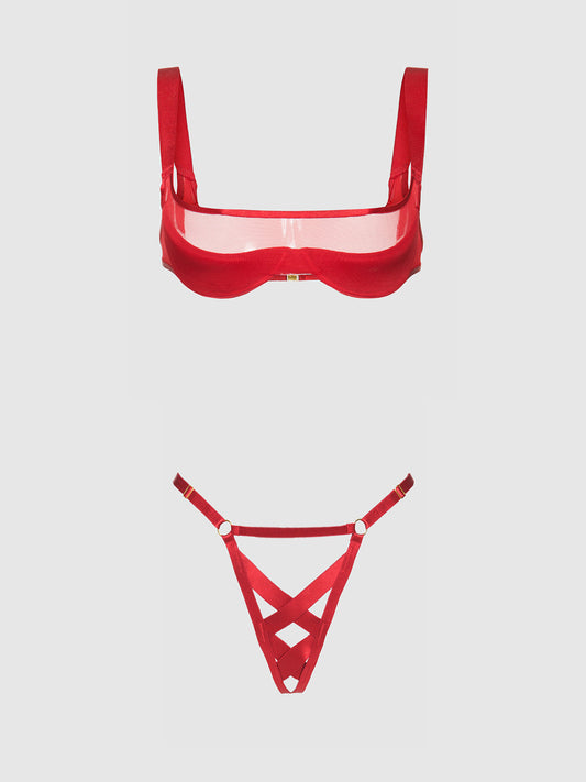 DEVON MESH LAYERED BRA & CRISS CROSS G-STRING