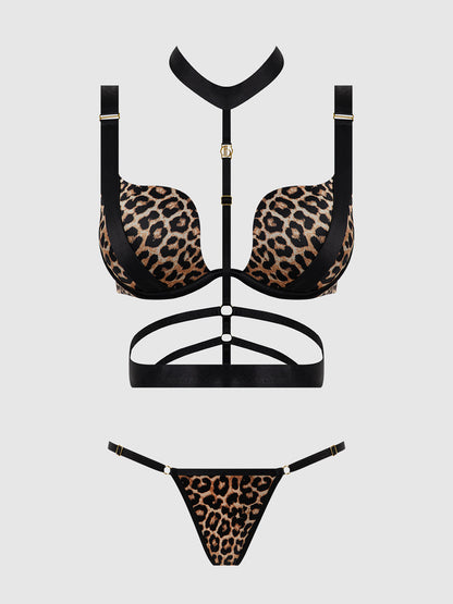 DEVON STRAPPY PUSH UP BRA, HARNESS & G-STRING SET