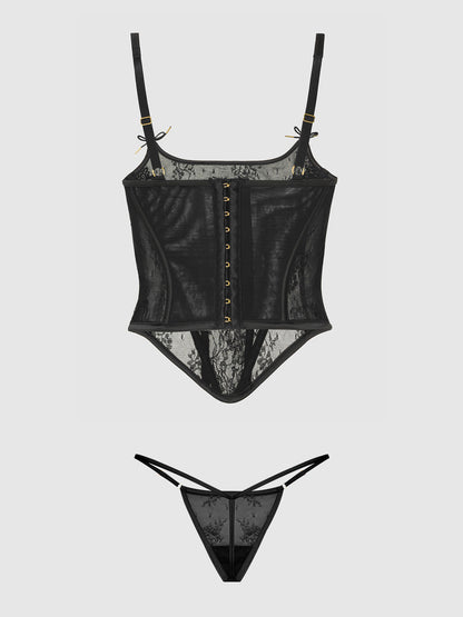 JOCELYN LACE UNDEREWIRE BUSTIER & G-STRING SET