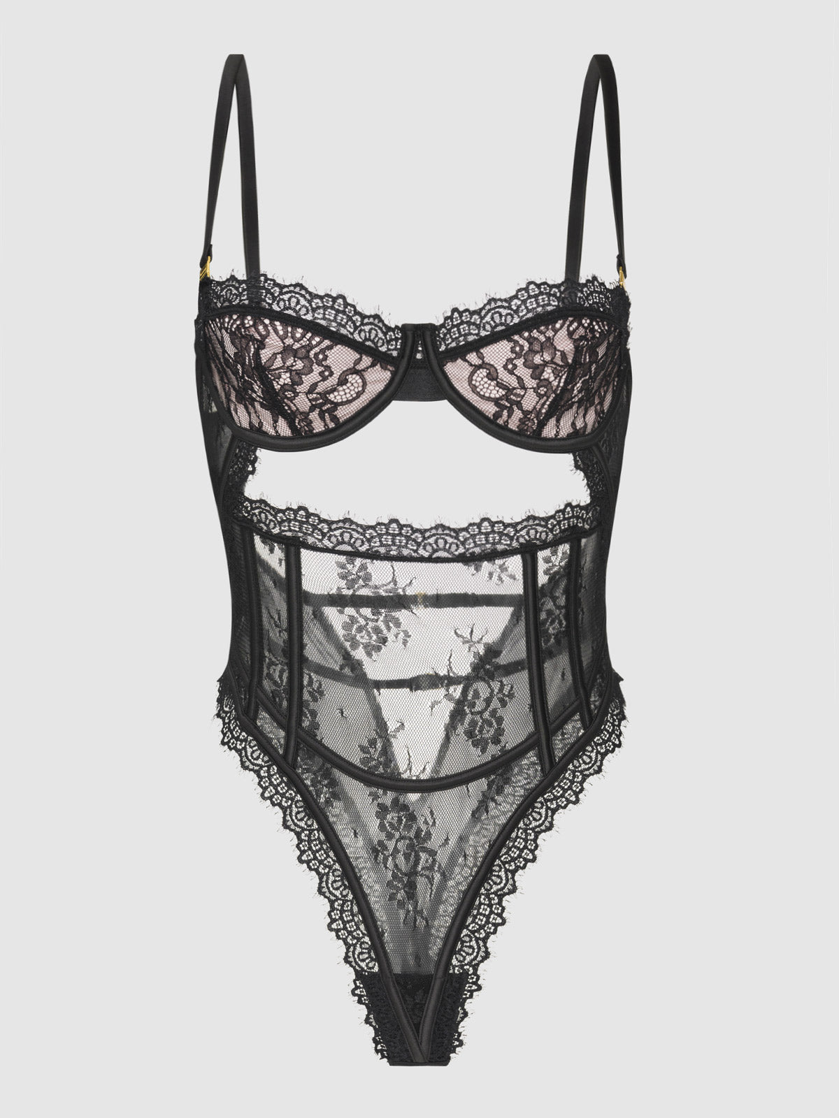 JOCELYN SATIN & LACE UNDERWIRE TEDDY