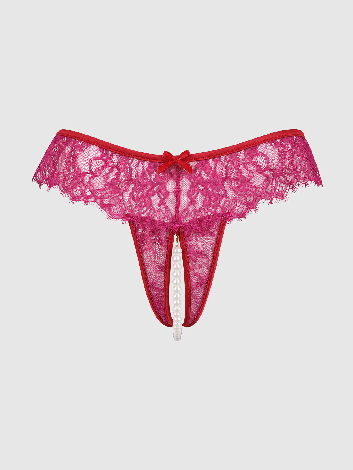 JOCELYN LACE & PEARL CROTCHLESS THONG