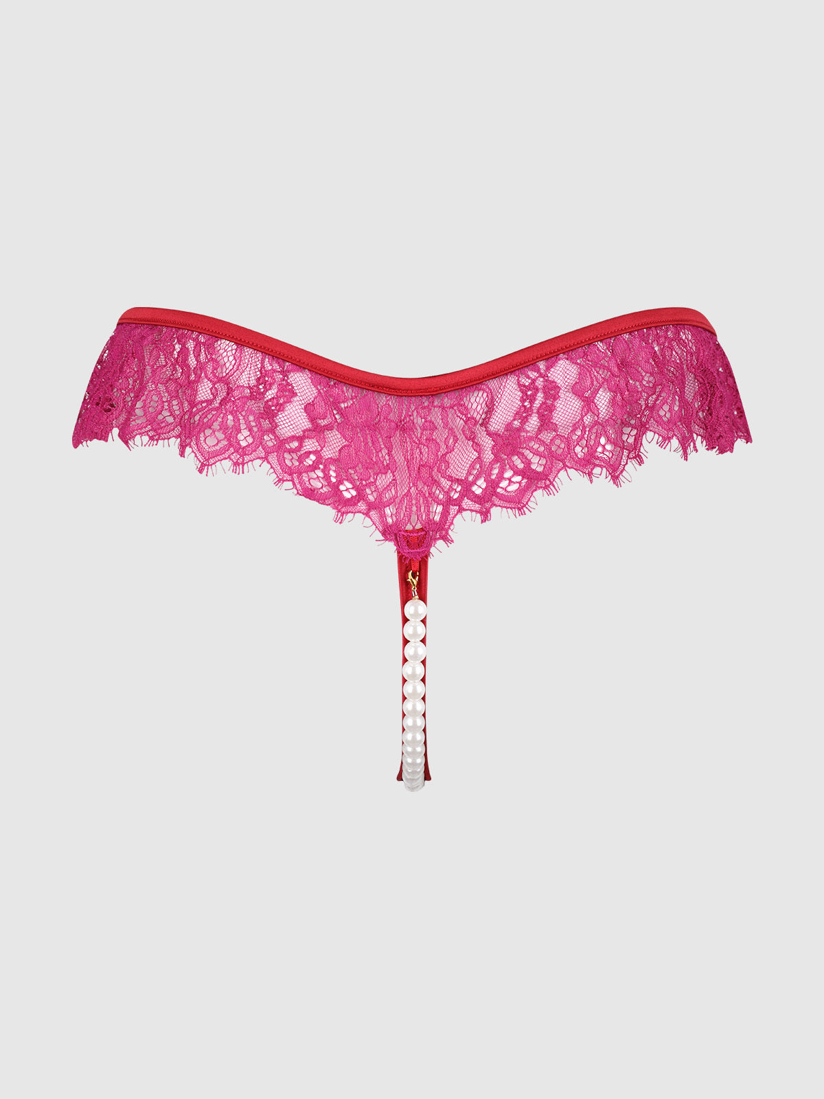 JOCELYN LACE & PEARL CROTCHLESS THONG