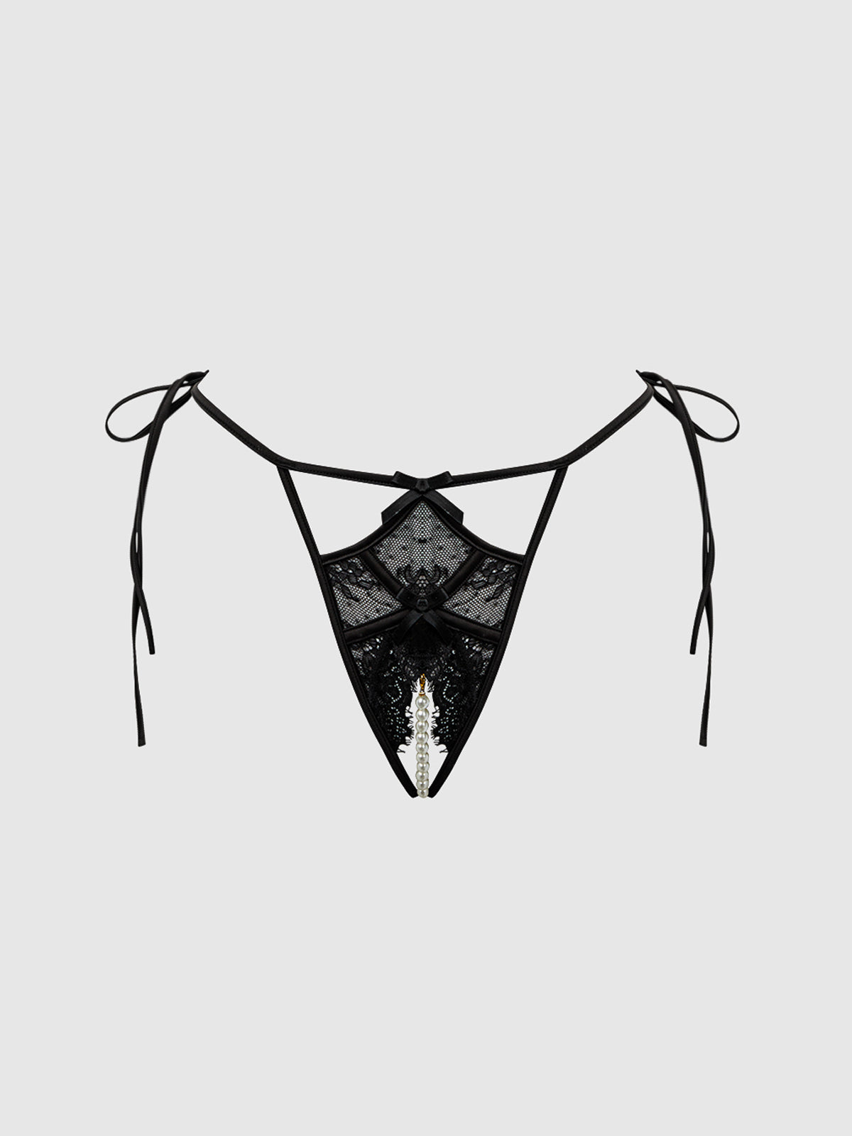 JOCELYN LACE & PEARL CROTCHLESS TIE SIDE BIKINI