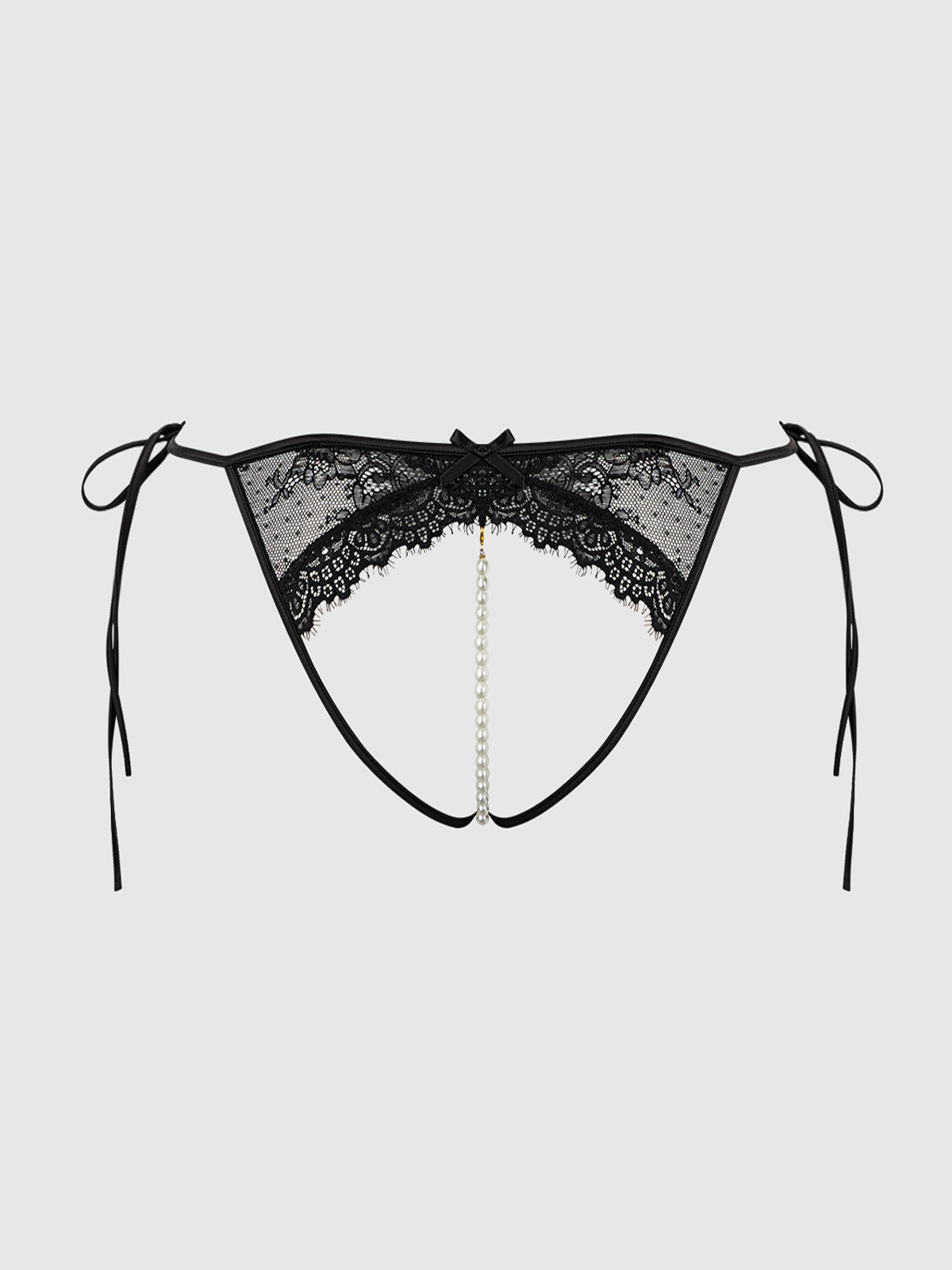 JOCELYN LACE & PEARL CROTCHLESS TIE SIDE BIKINI
