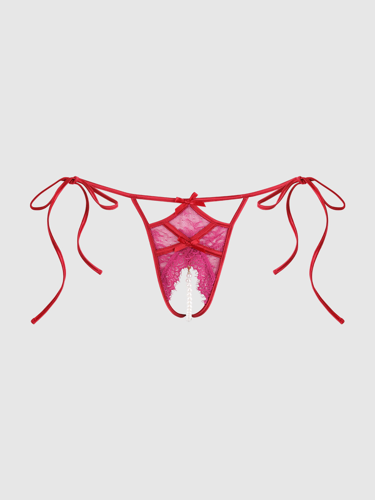 JOCELYN LACE & PEARL CROTCHLESS TIE SIDE BIKINI