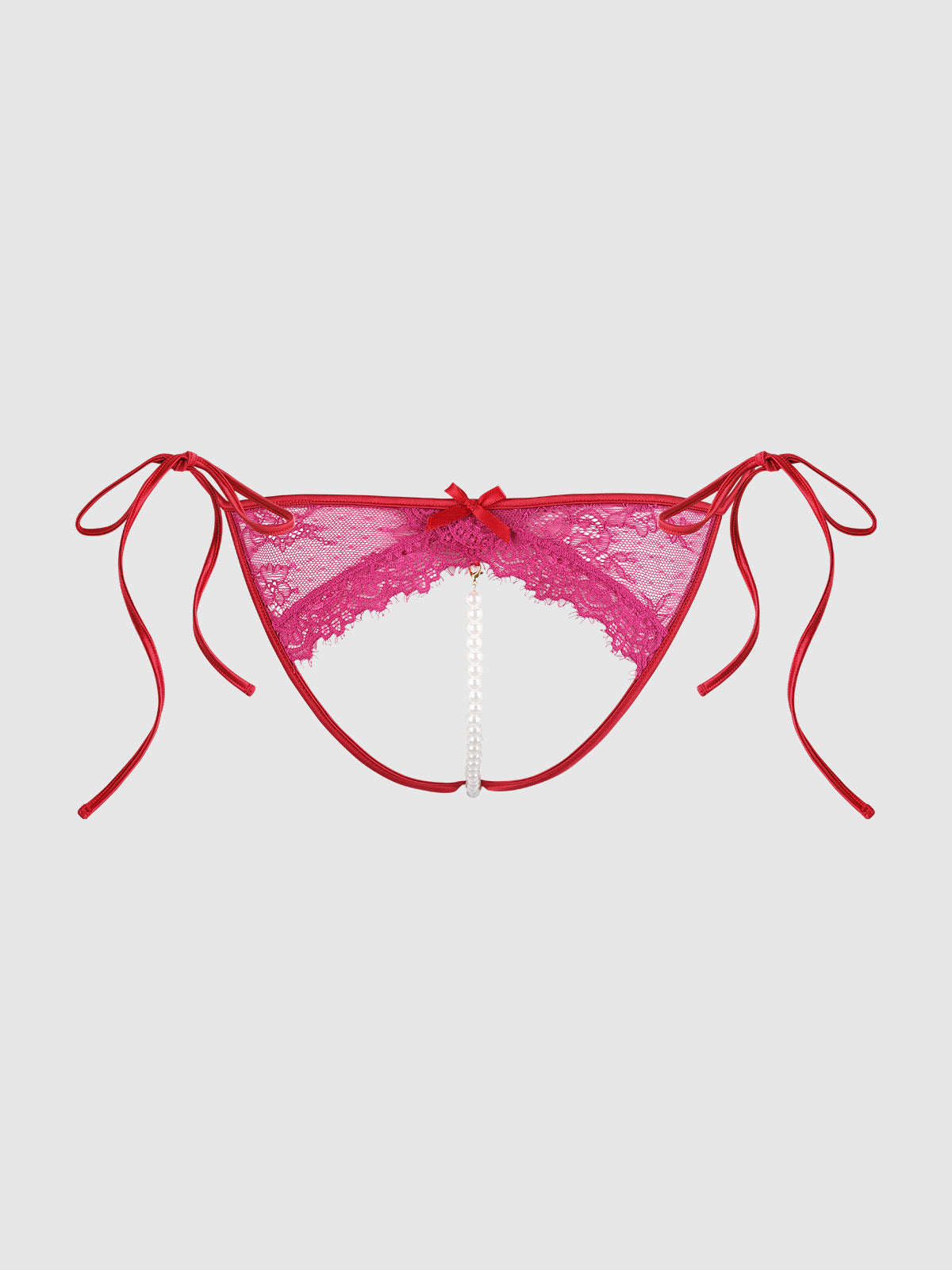 JOCELYN LACE & PEARL CROTCHLESS TIE SIDE BIKINI