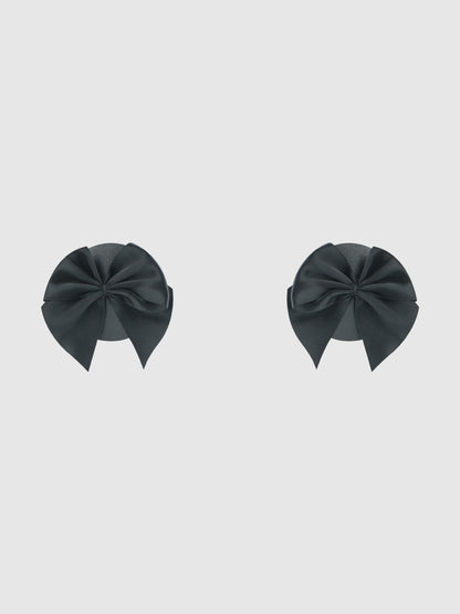 FAUX LEATHER & SATIN BOW PASTIES