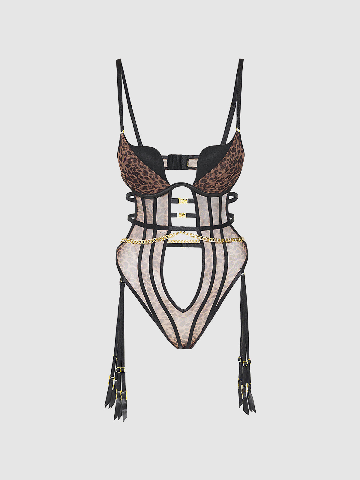 CHANTAL MESH PUSH-UP STRAPPY TEDDY