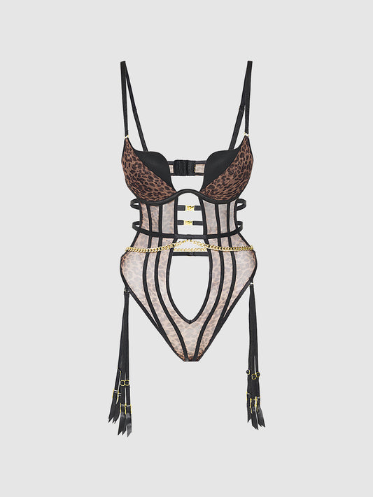 CHANTAL MESH PUSH-UP STRAPPY TEDDY