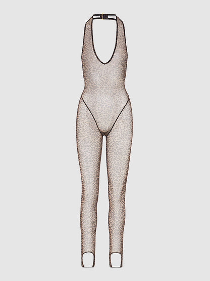 CHANTAL LEOPARD MESH CATSUIT