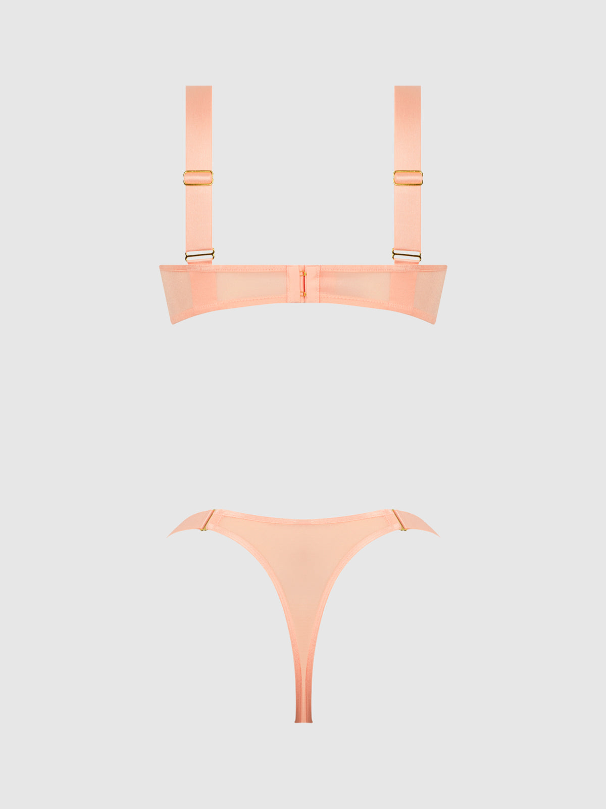 YVONE SHIMMER MESH OPENABLE CUP BRA & THONG SET
