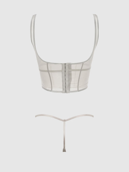 YVONE SHIMMER MESH BUSTIER & G-STRING SET