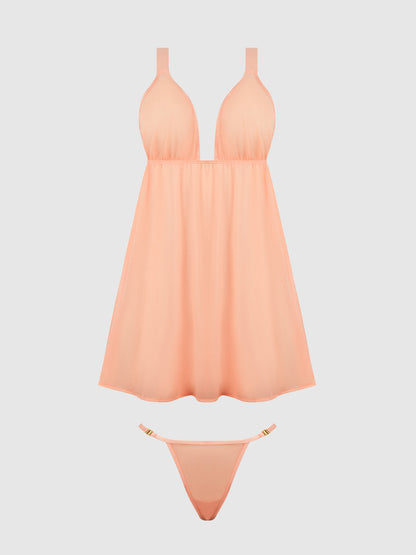 YVONE SHIMMER MESH BABYDOLL & G-STRING SET
