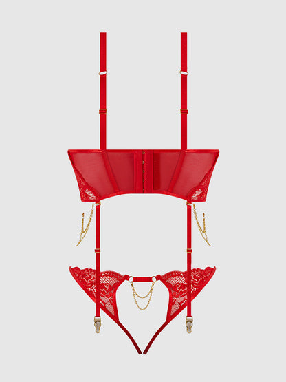 CECILY LACE & CHAIN BUSTIER & BACKLESS HIPSTER SET
