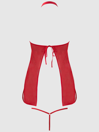 DRAGON MESH & APPLIQUE CHEMISE & G-STRING SET