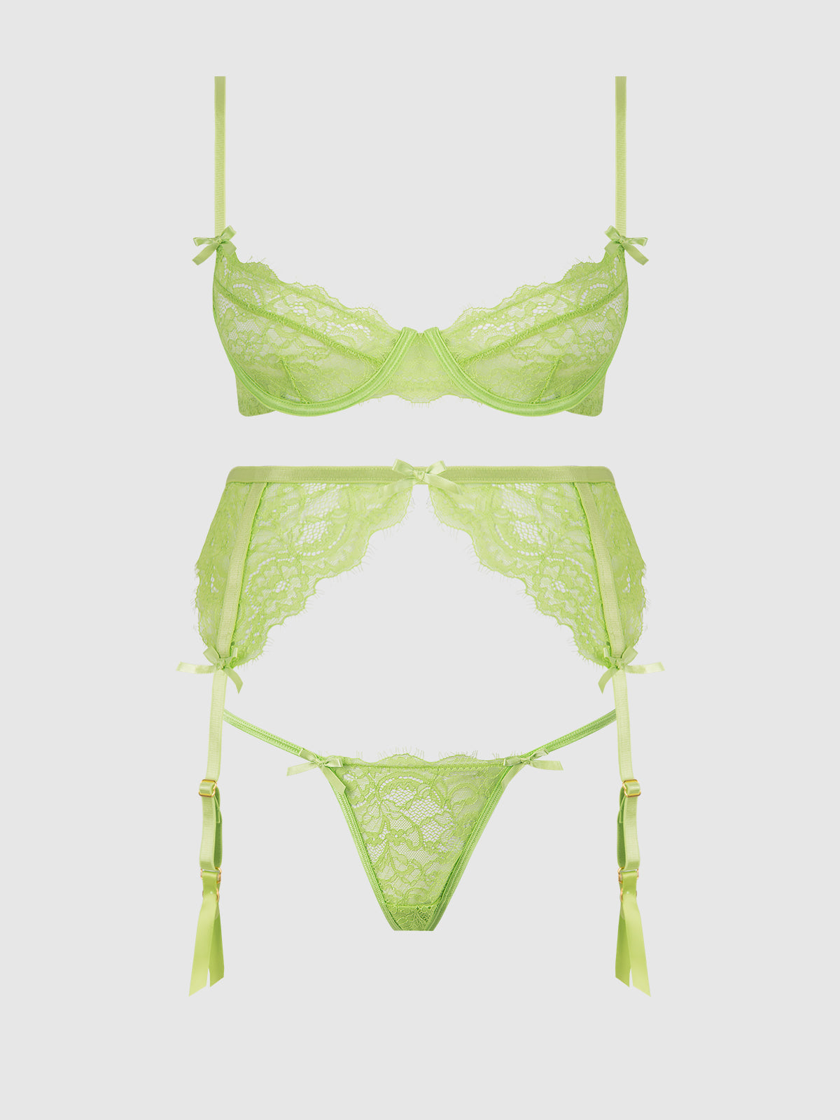 SHAVON LACE & CHIFFON BUSTIER & THONG SET