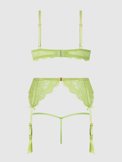 SHAVON LACE & CHIFFON BUSTIER & THONG SET