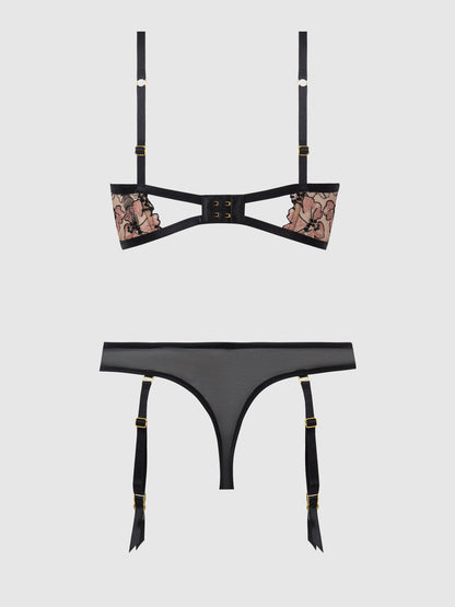 NOVA BLACKLIGHT LACE BRA & GARTERED THONG SET