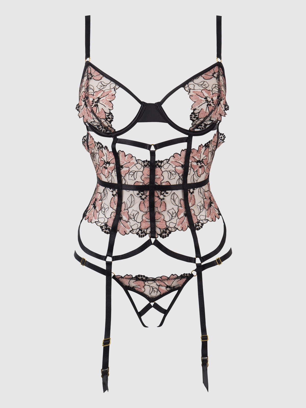 NOVA BLACKLIGHT LACE CORSET & CROTCHLESS G-STRING SET