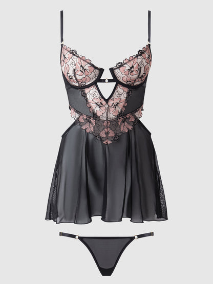 NOVA BLACKLIGHT LACE BABYDOLL & G-STRING SET