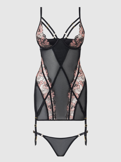 NOVA BLACKLIGHT LACE CHEMISE & THONG SET