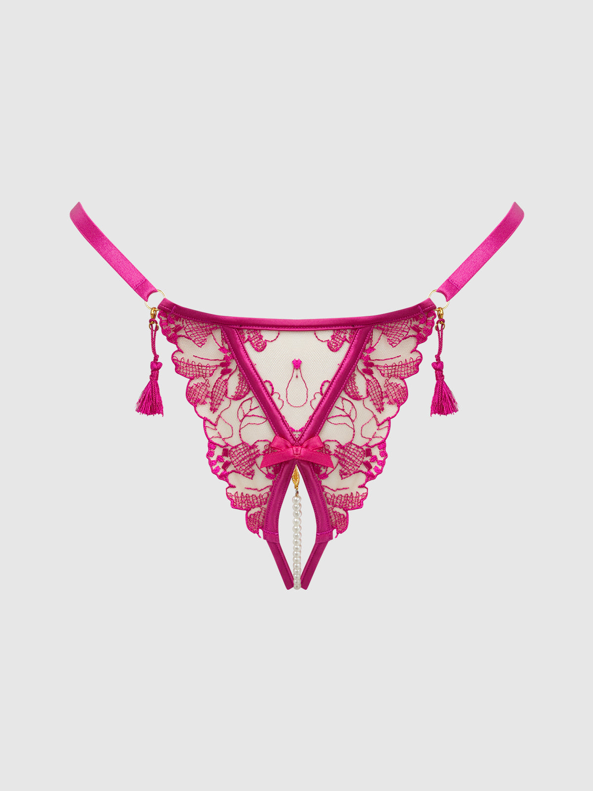 NOVA BLACKLIGHT LACE CROTCHLESS PEARL G-STRING