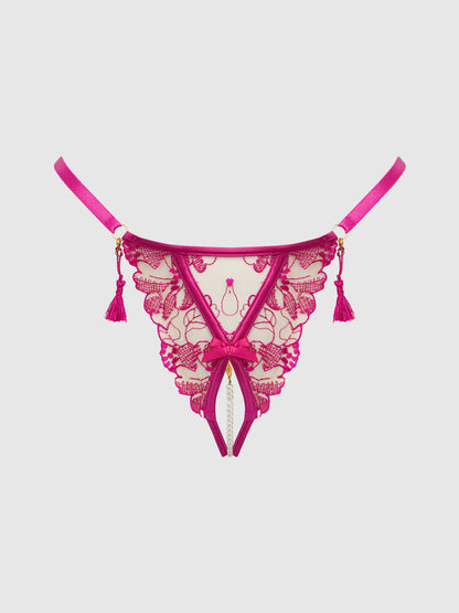 NOVA BLACKLIGHT LACE CROTCHLESS PEARL G-STRING