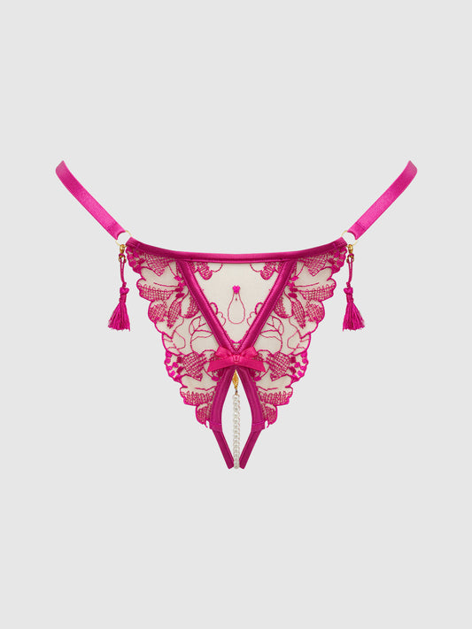 NOVA BLACKLIGHT LACE CROTCHLESS PEARL G-STRING