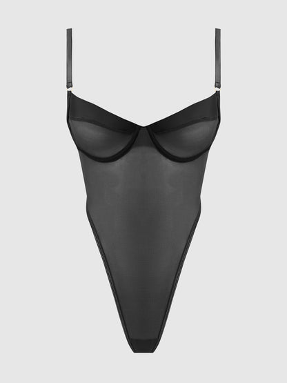 RAQUEL MESH & SILKY MICRO UNDERWIRE BODYSUIT