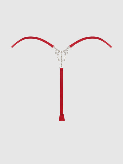 KRYSTAL SIDE SLIDER & RHINESTONE FRINGE BACK G-STRING