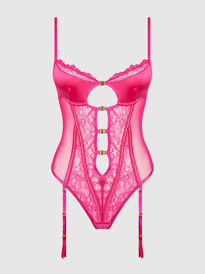 ISSADORA LACE & OIL SLICK OPENABLE FRONT TEDDY