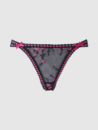 HARPER EMBROIDERED MESH & ELASTIC OPEN BACK CHEEKY