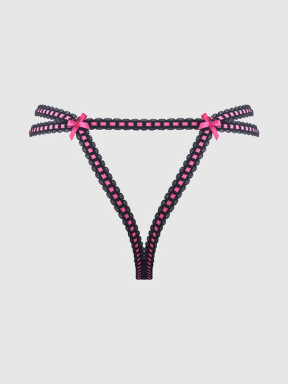 HARPER EMBROIDERED MESH & ELASTIC OPEN BACK CHEEKY