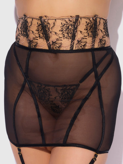 DELILAH EMBROIDERED OPEN BACK HALF SKIRT