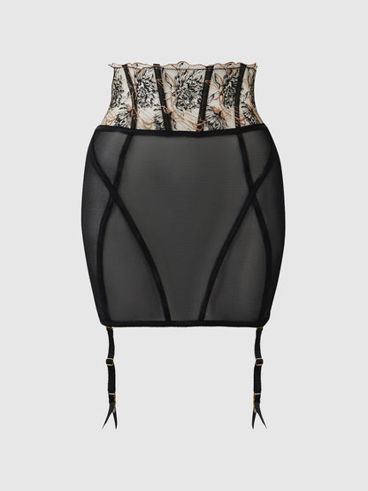 DELILAH EMBROIDERED OPEN BACK HALF SKIRT