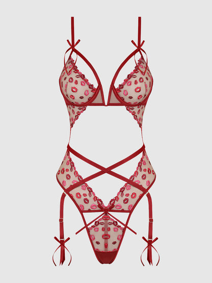 ANGELINA LIPS EMBROIDERY CUTOUT TEDDY